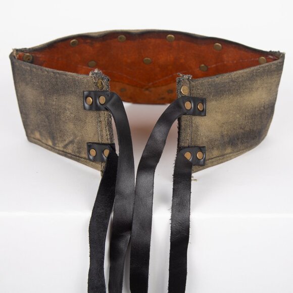 SOLD  ROYAL PEASANTRY HANDMADE LEATHER AND CANVAS MAD MAX WASTELAND WRAP BELT - Picture 7 of 11